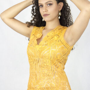 Vestido Amarelo em Renda Renascença