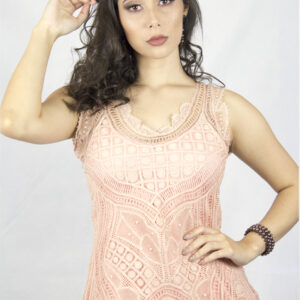 Vestido Rosa em Renda Renascença